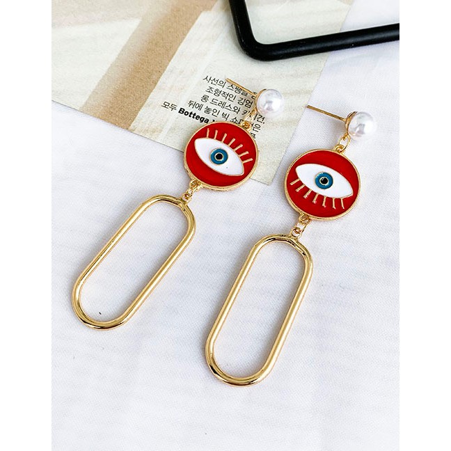LRC Anting Tusuk Fashion Alloy Dripping Eye Oval Stud Earrings D96434