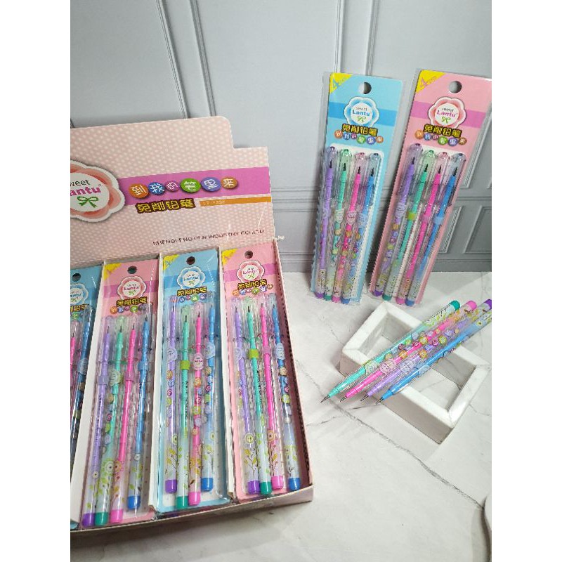 pensil lantu susun bensia (1 set=4pc)/pensil susun/pensil bensia lucu /pencil lantu/lantu/bensia-G