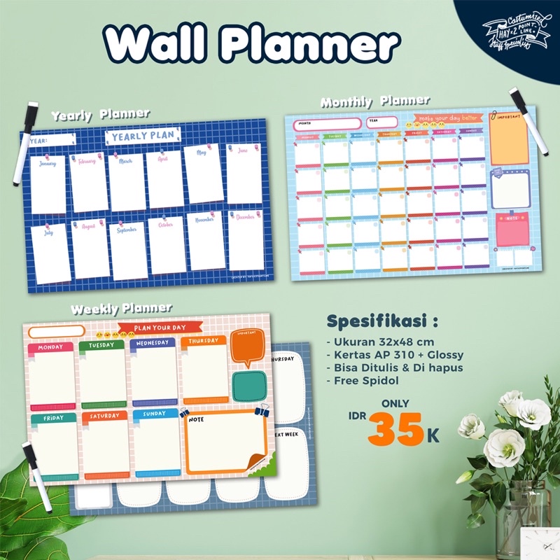 

Wall Planner Daily Scheduler / Monthly Planner / Weekly Planner + Bonus Erasable Marker