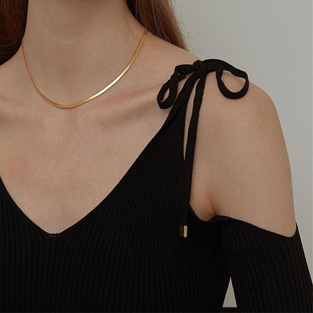 Solighter Rantai Ular Choker Retro Gadis Liontin Perhiasan Link Chain