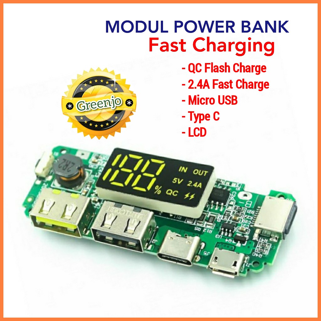 Modul Power Bank LED Dual USB QC Fast Charge
