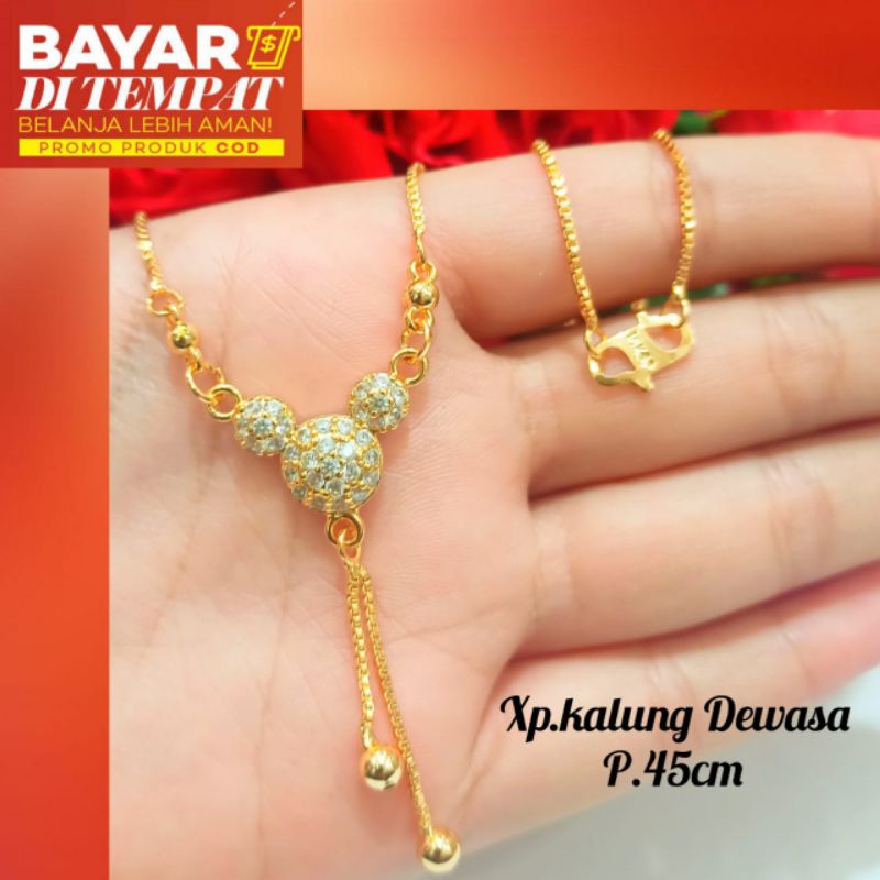 Kalung koye Dewasa motif permata zircon simple elegan,emas Korea tidak karat