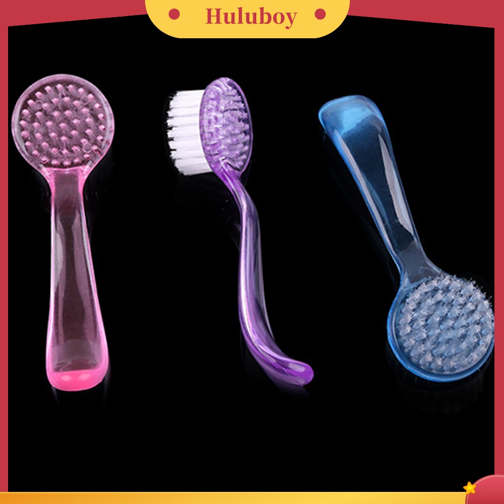 Huluboy Huluboy♡ 1pc Brush Pembersih Debu Kuku Kepala Bulat Gagang Panjang Bahan Plastik