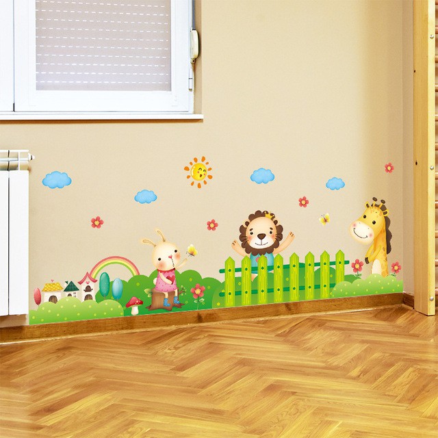 Reliza Wall Sticker Animals Garden Pagar Hewan Anak Stiker Dinding LDR7181