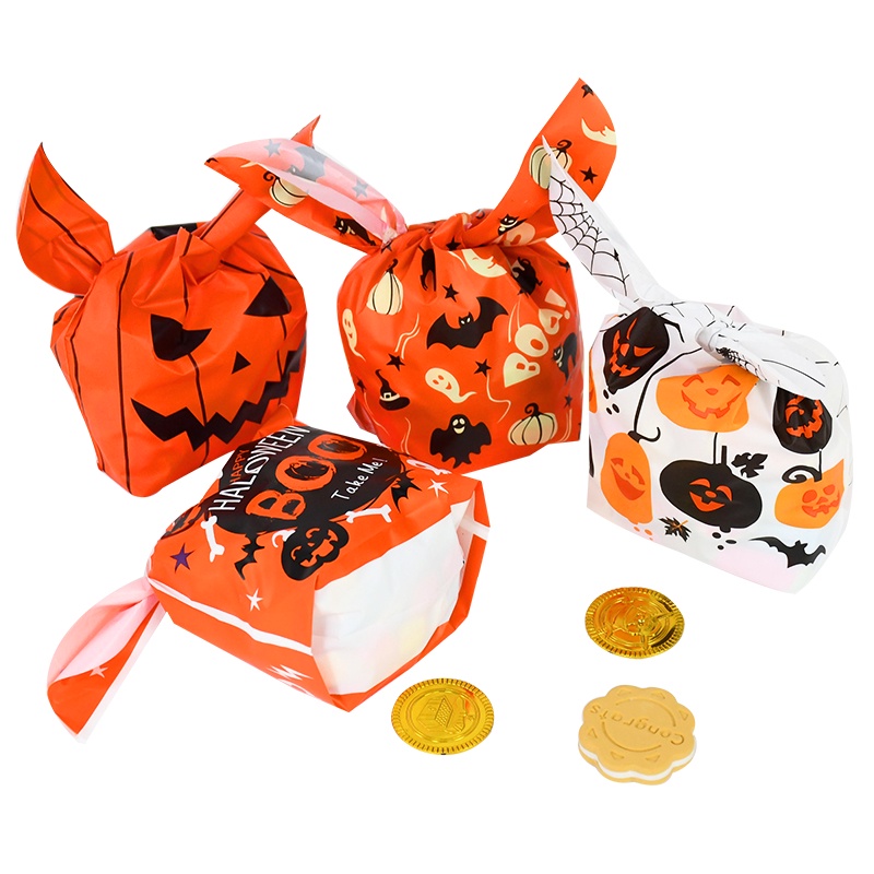 50 Pcs Tas Kemasan Kue / Permen / Snack Motif Labu / Kelinci Halloween Untuk Perlengkapan Festival