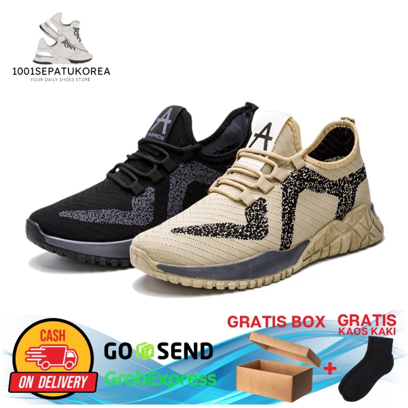 1001 IMPORT SEPATU SNEAKERS PRIA SPORT TRENDY1001 GRATIS BOX + KAOS KAKI !!! - 2 WARNA