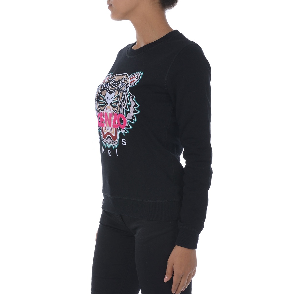 Knzo Women Embroidered Tiger Sweatshirt Black/Pink 100% Original