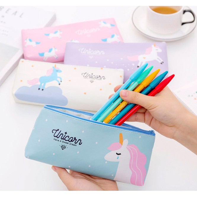 Tempat Pensil Karakter UNICORN Lucu Warna Pastel / Pencil Case Unicorn / Tempat Alat Tulis Unicorn