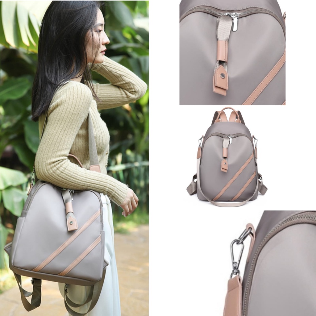 TAS RANSEL WANITA KOREA IMPORT ANTI AIR GREY BACKPACK CEWEK MURAH DANIELE TA595G2 GENDONG PUNGGUNG SEKOLAH KERJA KULIAH FASHION PREMIUM BATAM REMAJA KEKINIAN