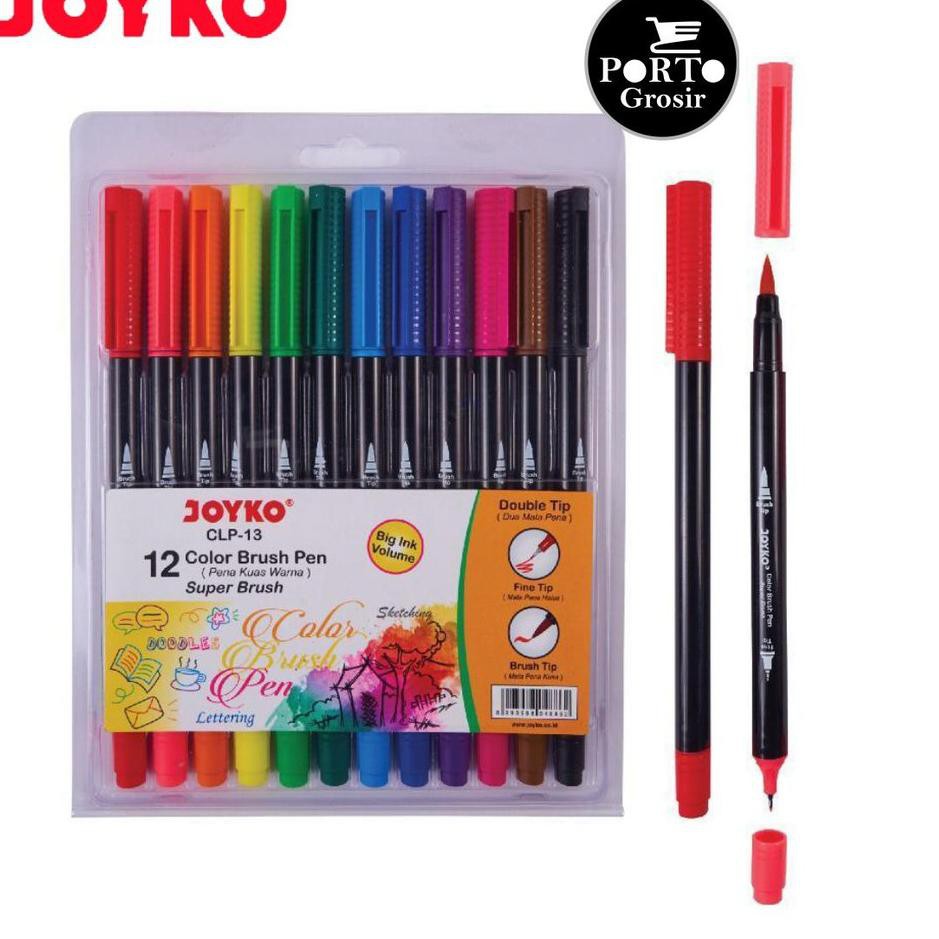 

FWC Joyko 12 Super Color Brush Pen CLP-13 Double Tip Dua Mata Pena CLP13 12 Warna Terlaris