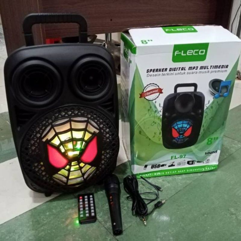 Speaker Karaoke Bluetooth Fleco FL-97 // Sepaker 8 inch / Free Mic dan Remote