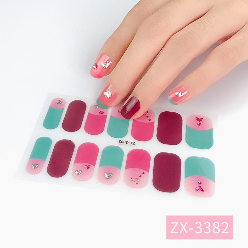 Stiker Kuku 3d Motif Berlian / Mutiara Warna Gradasi Tahan Air Untuk Nail Art / Manicure DIY