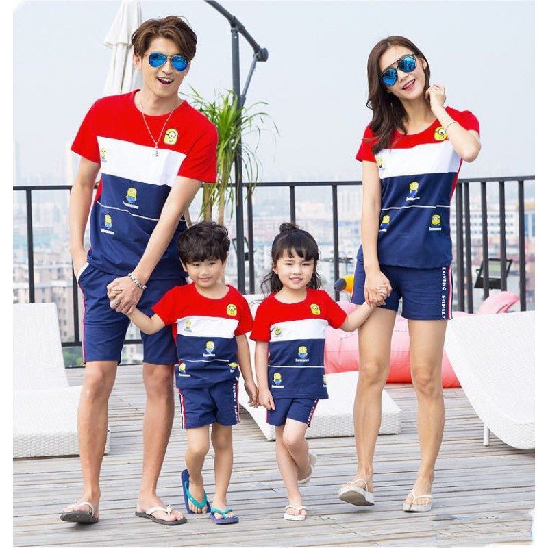 Family 2 Anak Minion Banana / baju couple keluarga / gosir couple