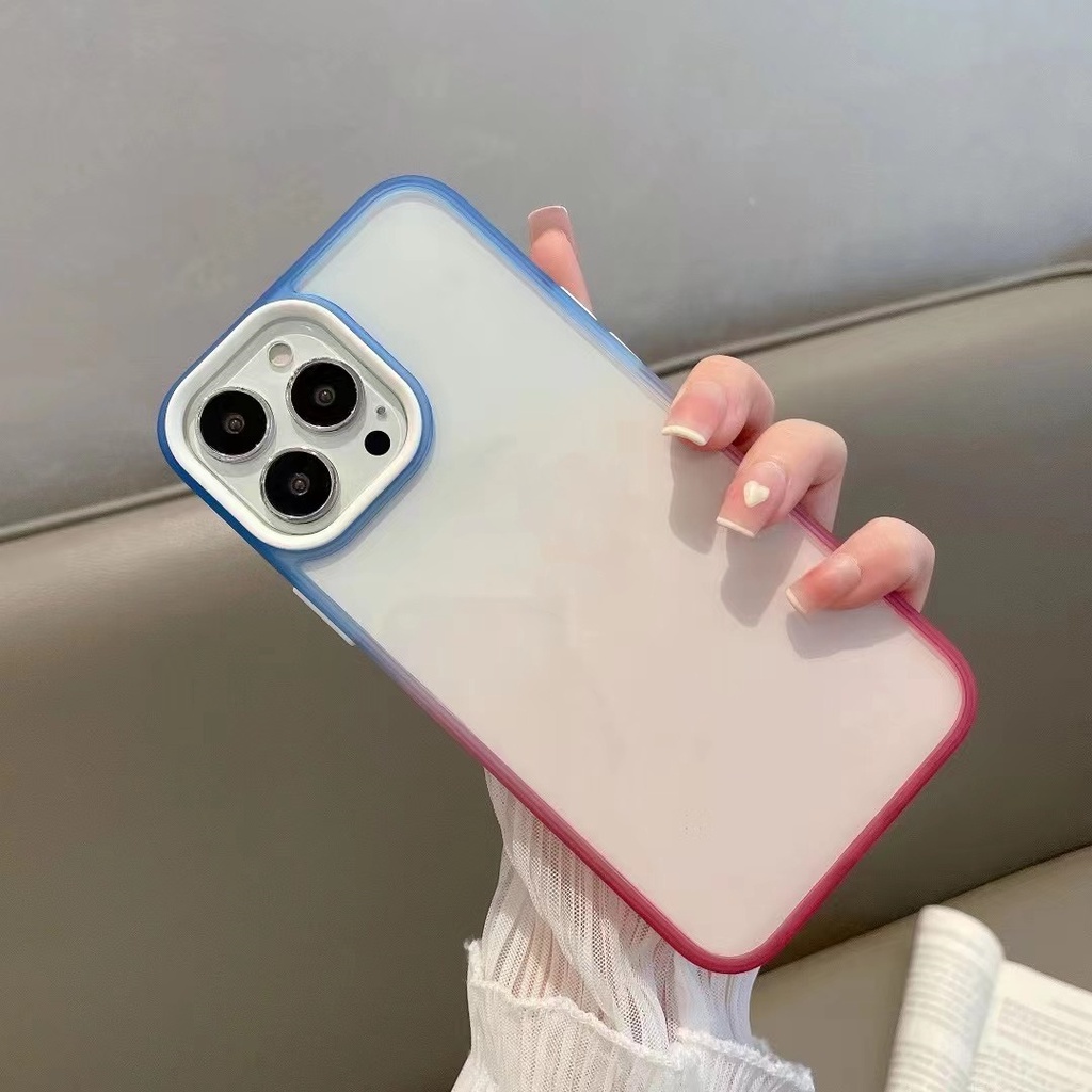 Case Transparan Warna Gradasi Pelangi Untuk iPhone 13 Pro max 12 Pro max 11 Pro max