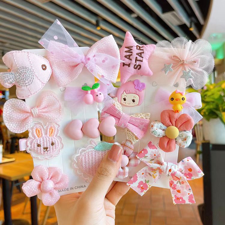(Hello Girl)F140 8pcs Set Jepit Rambut Anak Motif Unik Import