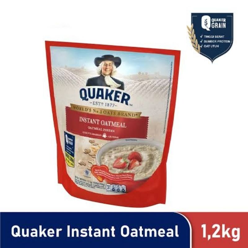 quaker instant oatmeal oat merah 1200 mg 1,2kg 1200mg