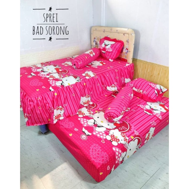 Sprei Bed sorong Rumbai motif Hello kitty/ Kartun Karakter anak Cewek