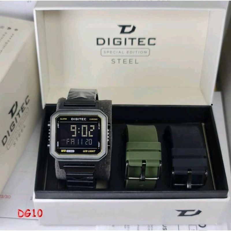 DG 5180 TERBARU Jam Tangan Pria Original Digitec DGS-5180R 2 Extra Straps Cadangan