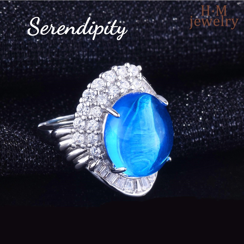 Ornamen Cincin Berlian Sapphire Bentuk Bintang Bulat Bahan Jelly