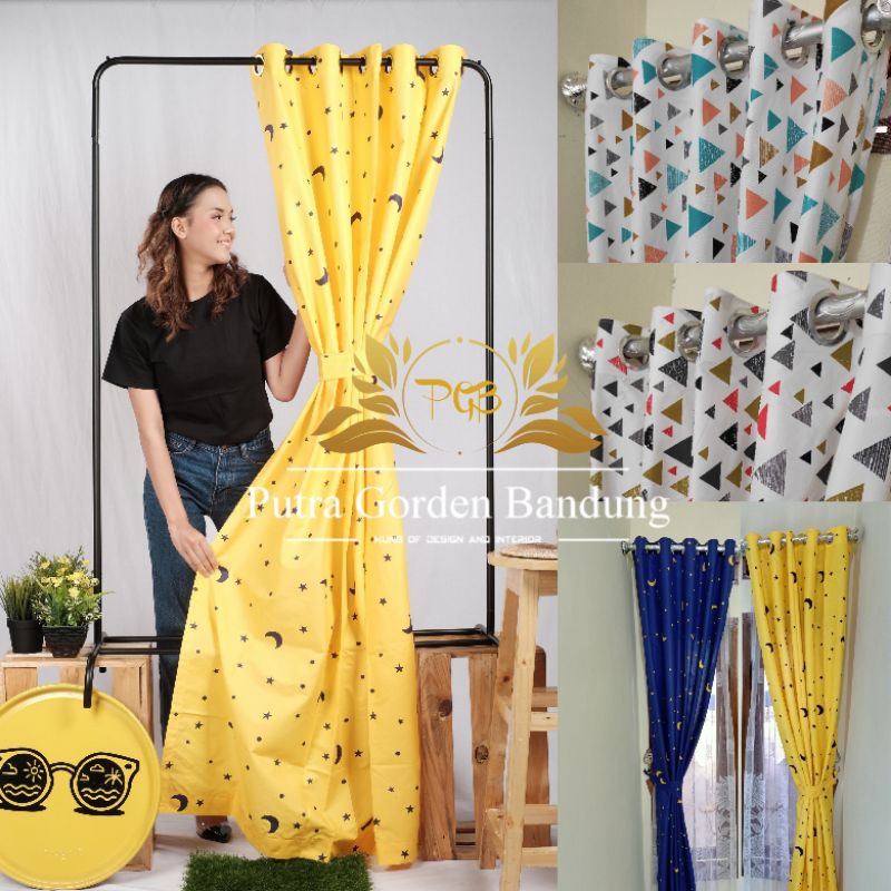 Gorden Jendela Gorden MInimalis Hordeng Korden Bahan Katun Geometrik