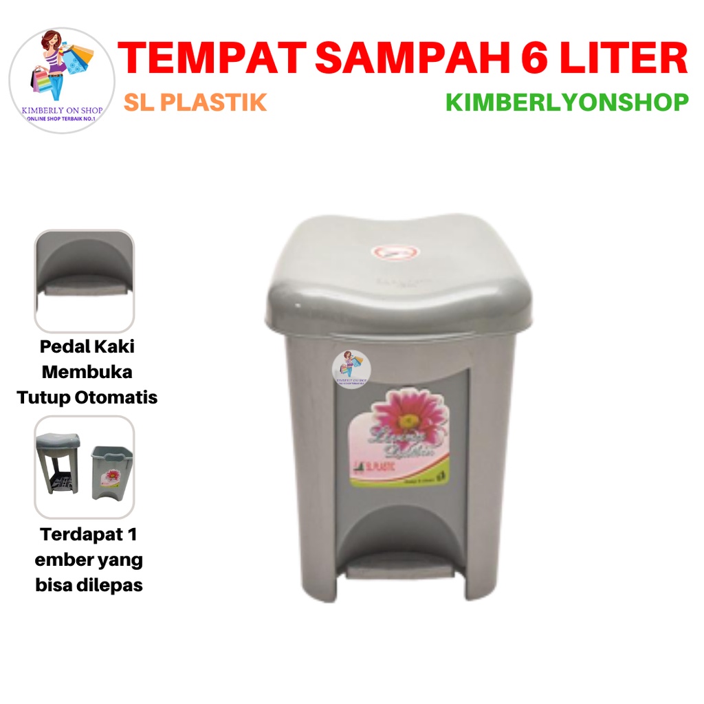 Tempat Sampah injek Livina Dust Bin 6 Liter Silver SL PLASTIC