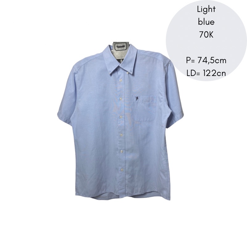 kemeja pria bigsize biru muda light blue polo shirt second bekas reloved
