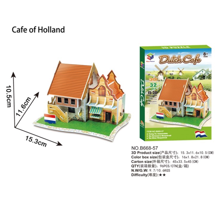 Puzzle 3D Anak - DUTCH Puzzle - Kado Anak DIY - Pazel Anak - Puzzle Negara Belanda - Pajangan Rumah