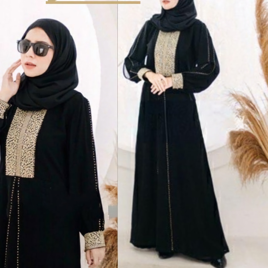 Abaya Gamis Arab Turki Dubai Hitam Polos Syari Resleting Depan Bahan Jetblack Maxi Dress Premium Terbaru Modern Busui Friendly Cocok Untuk Ibu Menyusui atau Remaja Dewasa Bisa Buat Kondangan