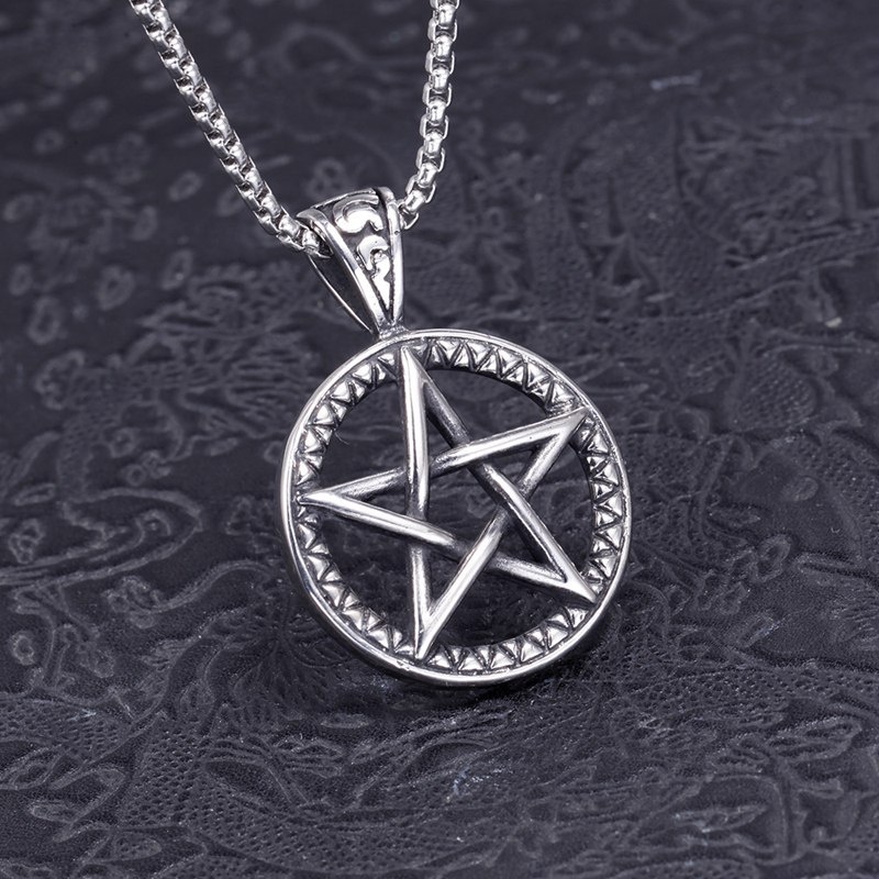 Kalung Rantai Dengan Liontin Bintang Pentagram Untuk Wanita