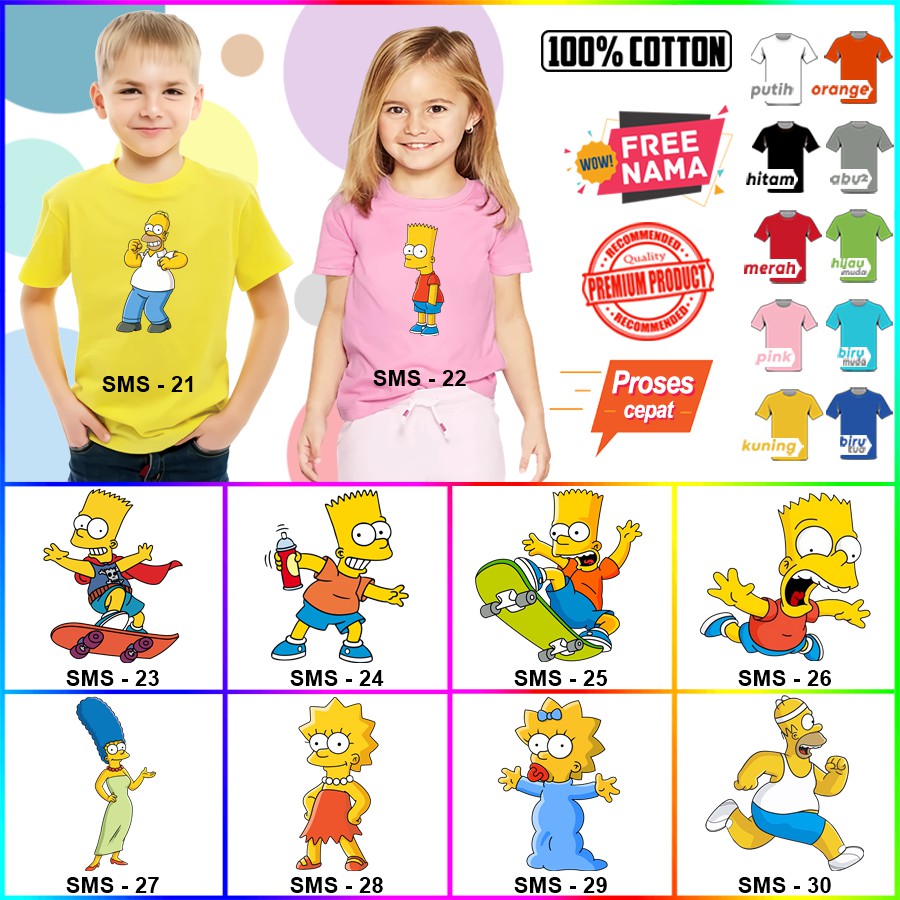 Baju Kaos ANAK DAN DEWASA SIMPSONS COUPLE (FREE NAMA)