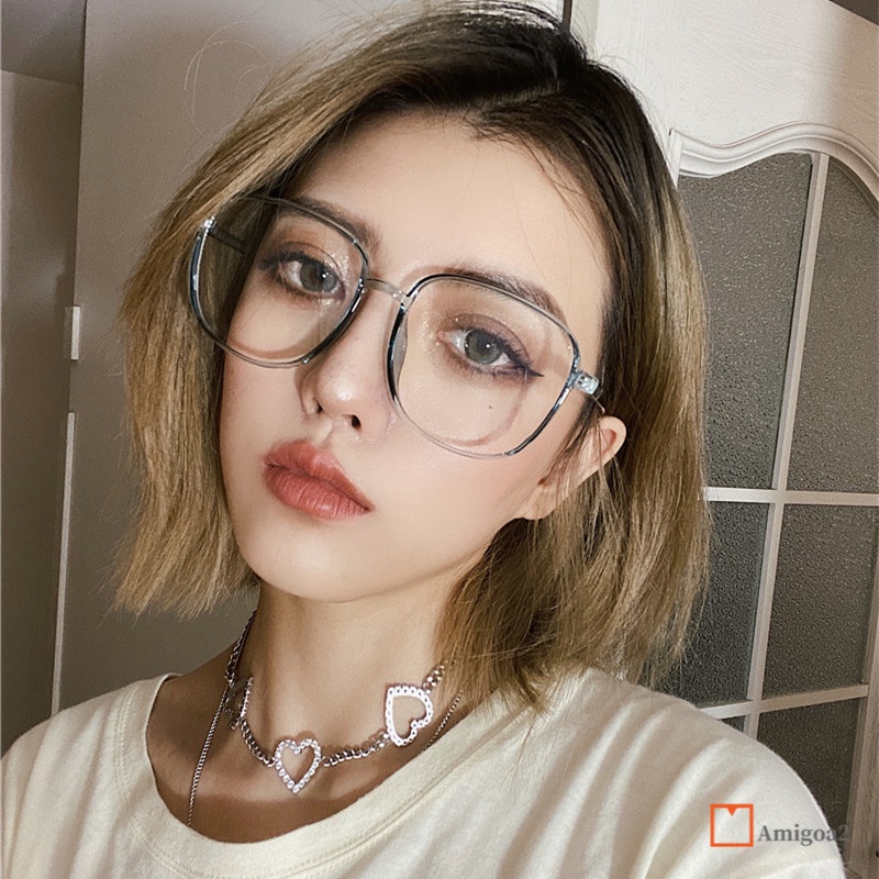 Frame Kacamata Fashion Wanita Anti Radiasi Korean Kaca Mata Radiasi Bulat Eyeglasses AM2