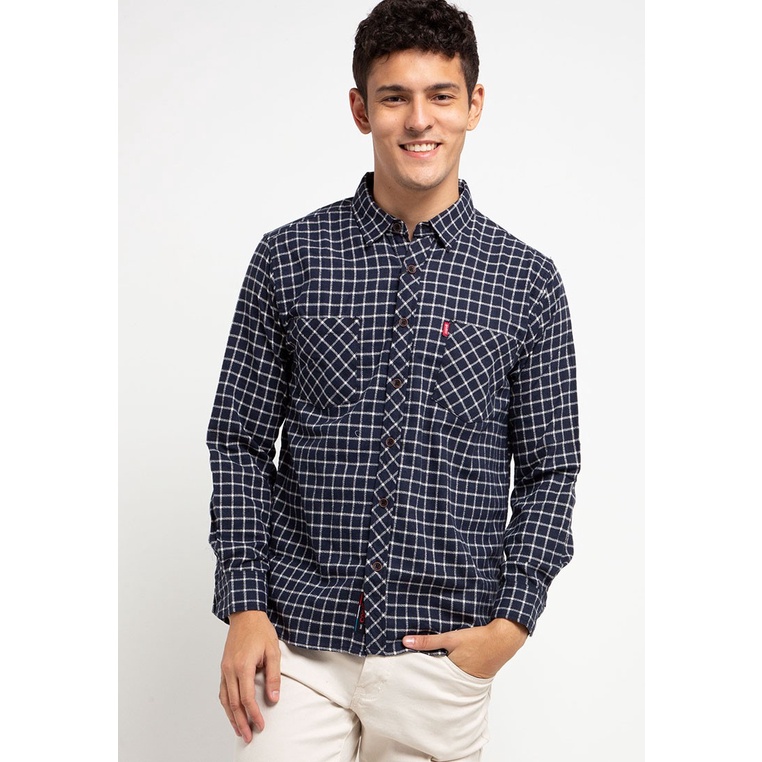 [Carvil] Kemeja Pria Kotak-Kotak Reguler Fit Original