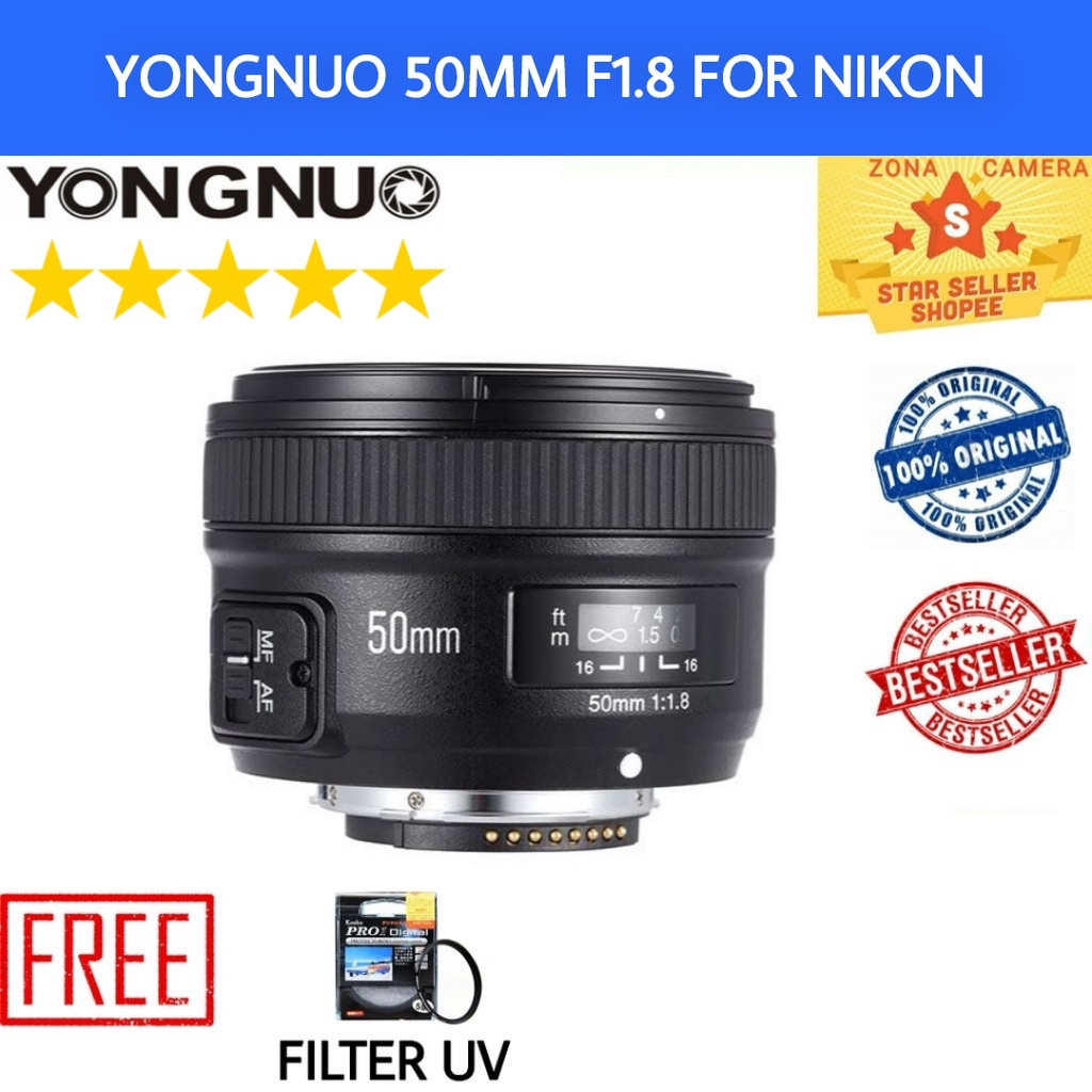 LENSA YONGNUO 50MM F1.8 FOR NIKON / LENSA YONGNUO 50MM F1.8 AF FOR NIKON / LENSA YONGNUO 50MM FOR NI