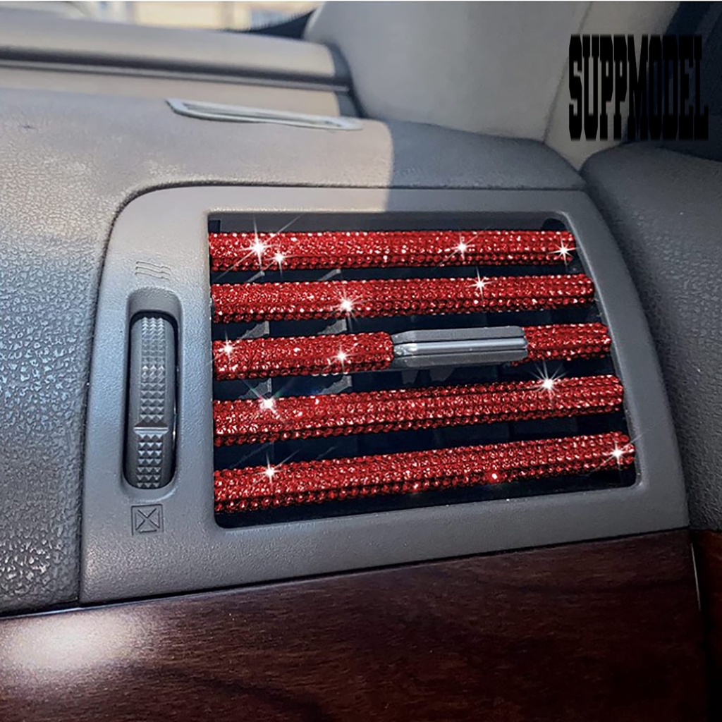 Suppmodelx &lt; 10Pcs / Set Strip Trim Karet Aksen Berlian Imitasi Untuk Dekorasi Interior Mobil