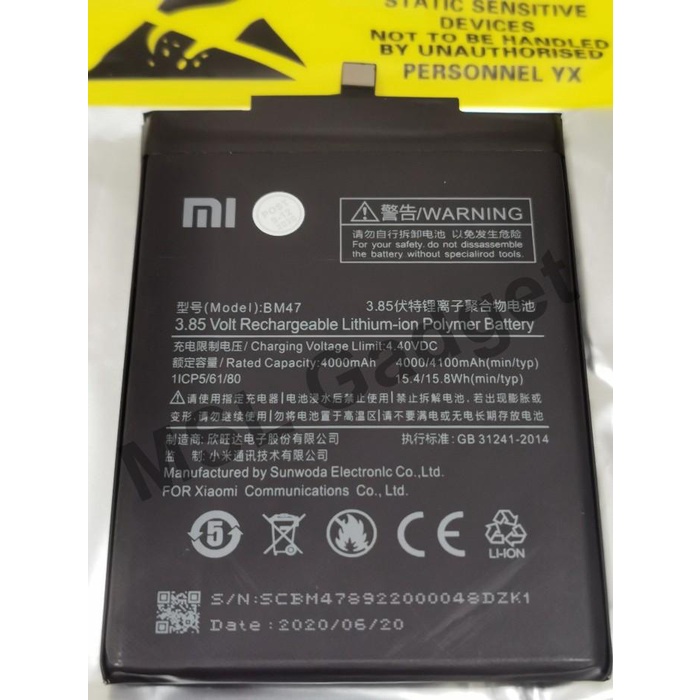 Baterai Xiaomi Redmi 3 / Redmi 4X BM47 Original 100%