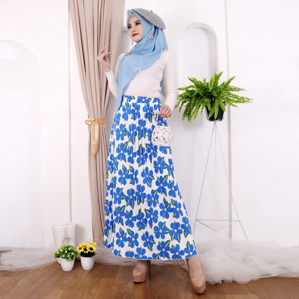 ROK PLISKET MOTIF TERBARU // ROK PLISKET MOTIF BUNGA SAKURA // ROK PLISKET MOTIF KRISAN