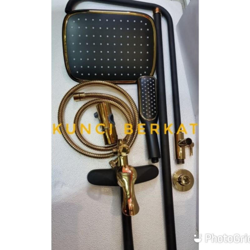 Shower Coloum/Sower colom 3 in 1/Panas Dingin/Hitam/Shower set/Black Gold