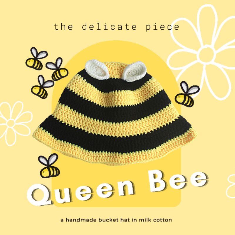 Bee Crochet Bucket Hat / Topi Rajut Motif Lebah