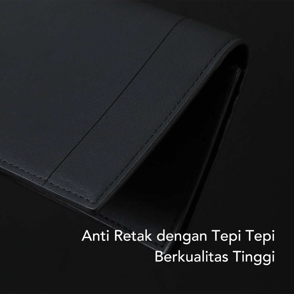 Miniso dompet pria panjang Tipis branded original kulit PU Leather Men's Long Wallet-5
