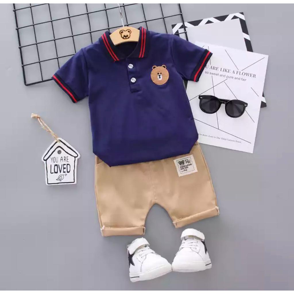 SETELAN ANAK BAJU ANAK ANAK 1-5 TAHUN SETELAN POLO BEAR ANAK LAKI LAKI SETELAN ANAK TERLARIS