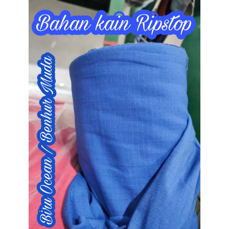 kain ripstok ripstop ribstop ribstok katun TR CVC seragam outdoor tactical biru benhur muda gulung