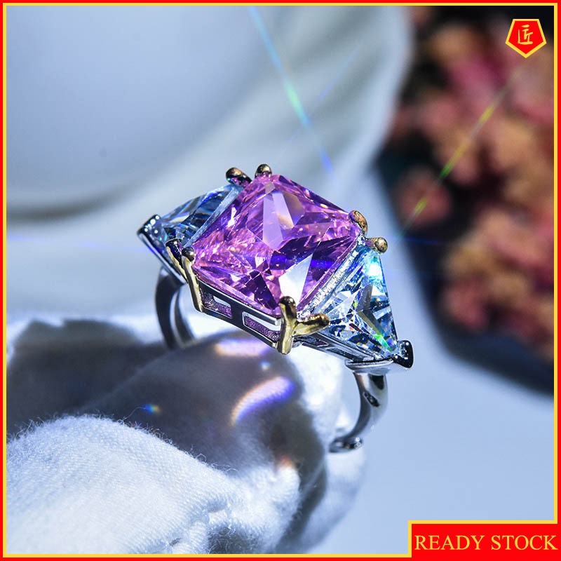 [Ready Stock]Fashion Elegant Pink Moissanite Women's Ring