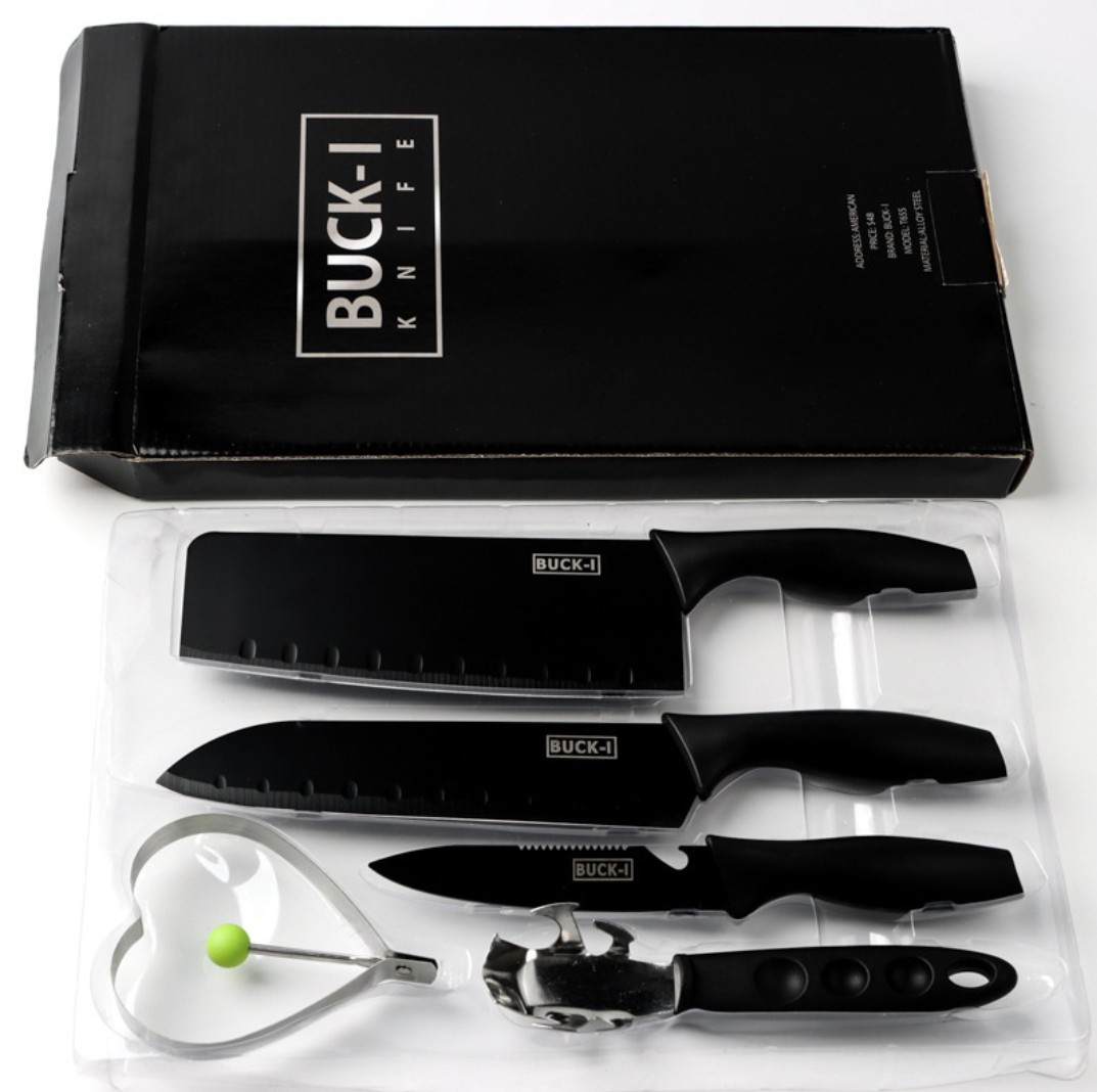 Set Pisau Dapur 5 Pcs Black Kitchen Knive Set Black Marble 5 Pcs/set Pisau Anti Lengket