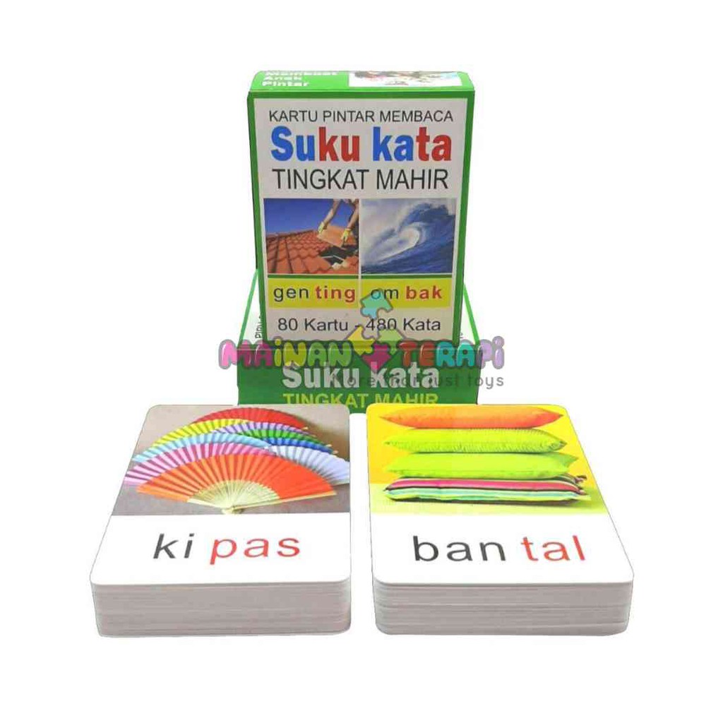 Mainan Terapi Kartu Pintar Membaca Suku Kata Tingkat Mahir Flashcard