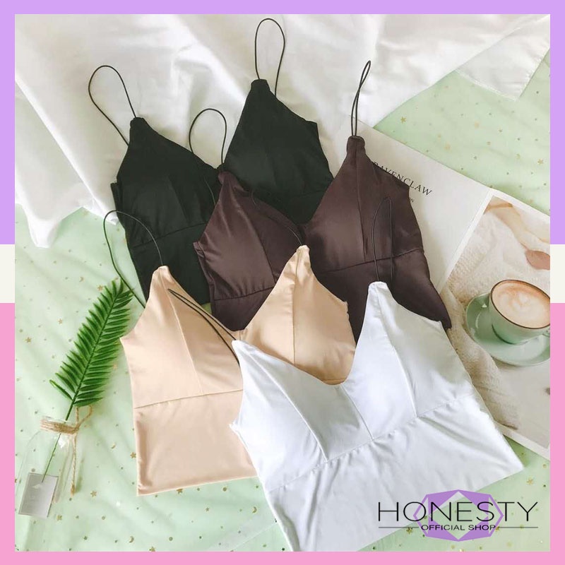 HONESTY-107 TANKTOP BRA WITH CUP BH SINGLET PAKAIAN ATASAN WANITA IMPORT CROP