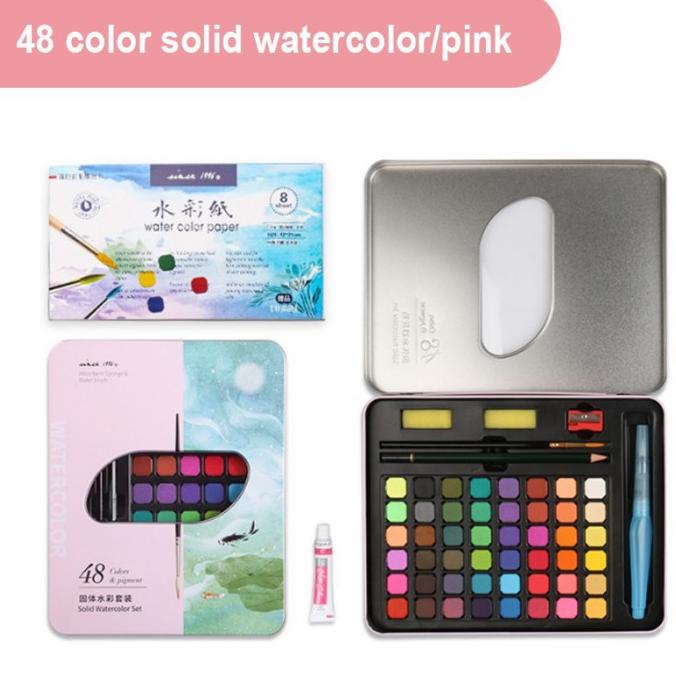 

36/48Water Color Set - Alat Cat Air Set Termasuk Kuas & kertas gambar