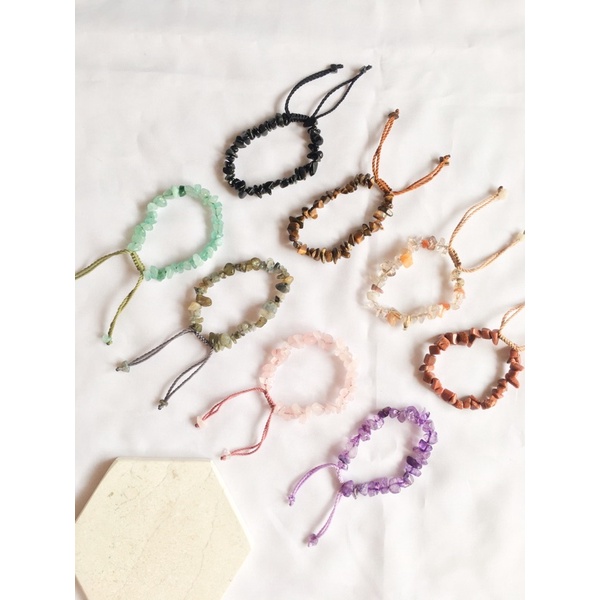 Gelang tali Etnik / Gelang Batu Kerikil Asli /Gelang batu chip / Gelang batu vintage/ Gelag abstrak / Gelang batu pecah/gelang murah