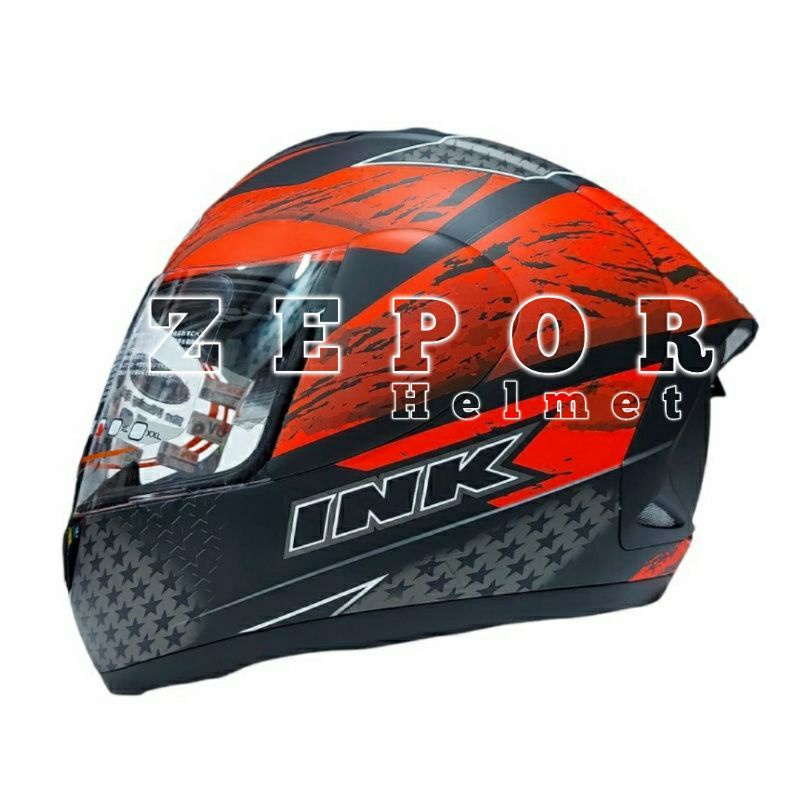 Helm INK CL MAX Motif Seri 7 Red Black Doff Original SNI DOT Full Face