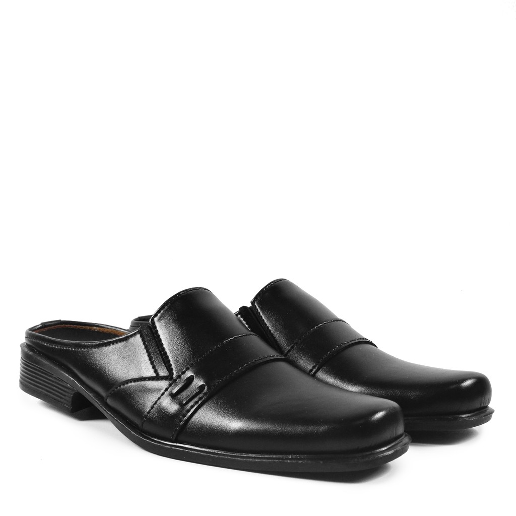Sepatu Bustong Selop Pria Crocodile Riung Formal Pantopel Kerja Kantor Kondangan Pantofel Hitam