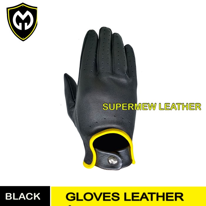 SARUNG TANGAN KULIT ASLI SARUNG TANGAN MOTOR MODEL LIST KUNING